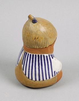 FIGURIN samt VÄGGPLAKETT, stengods, Lisa Larson, Gustavsberg.