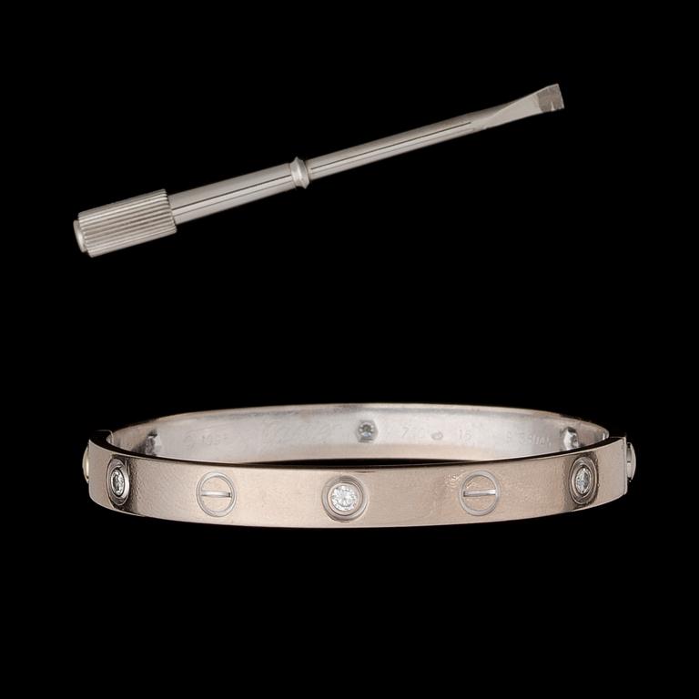A BRACELET, Cartier LOVE, 18K white gold, six brilliant cut  diamonds.