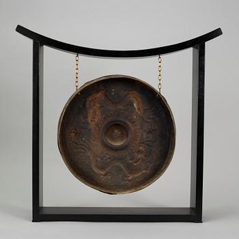 An oriental brass gong-gong, 20th century.