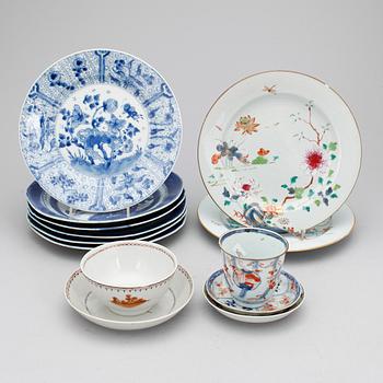 PARTI PORSLIN, 13 delar, Kina, sen Qingdynasti.