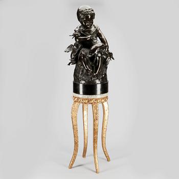 SKULPTUR, patinerad brons, okänd konstnär, signerad och daterad 1906.