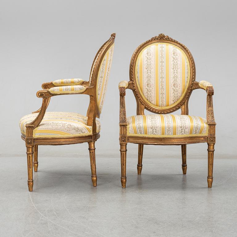 A set of Louis XVI style lounge furniture from Nordiska Kompaniet. First half of the 20th Century.