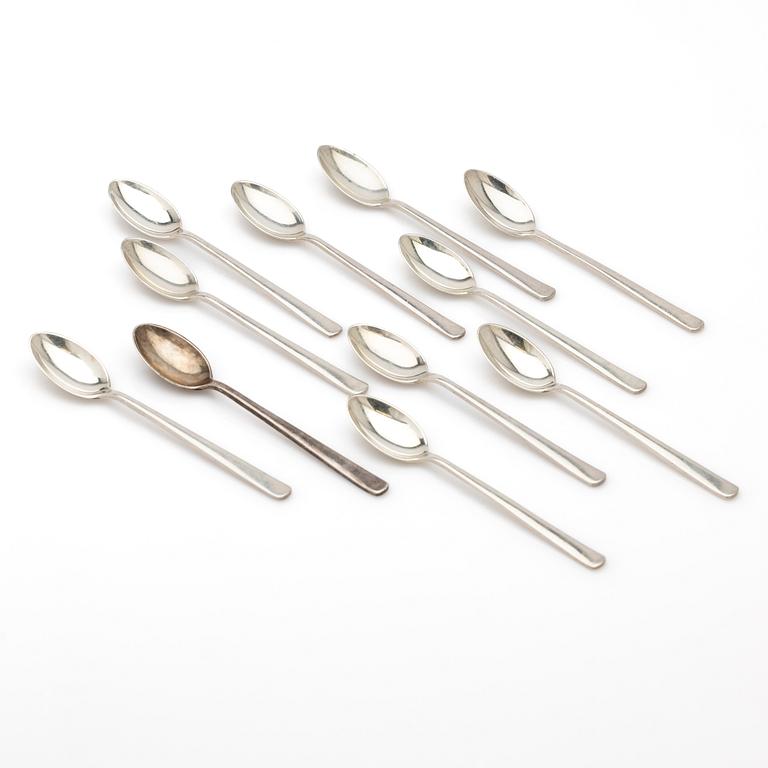 Teaspoons, 11 pcs, Hugo Strömdahl, Stockholm, 1956-1962.