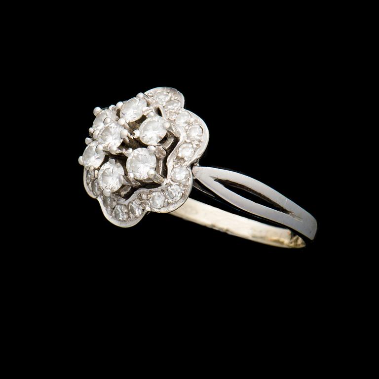 A RING, 18K white gold, brilliant and 8/8-cut diamonds c. 0.77 ct in total. A. Tillander. Weight 4,2 g.