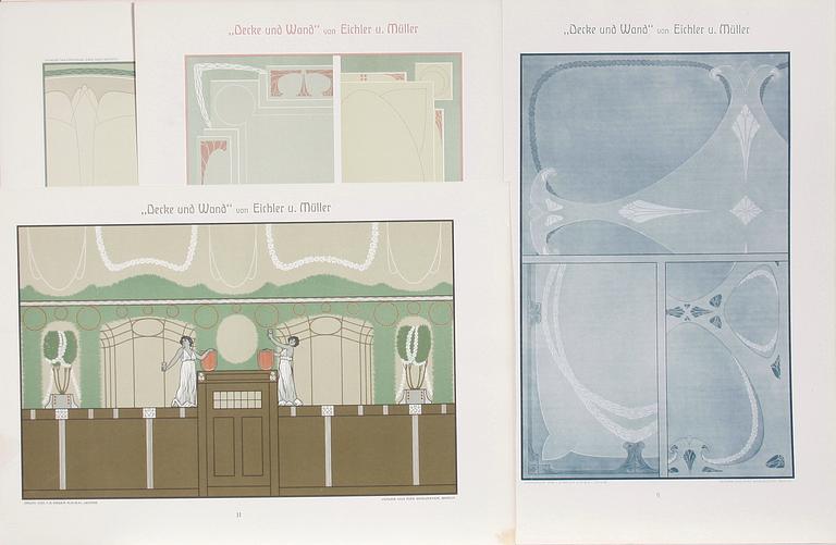 MAPPAR, 3 st, "Der Praktische Schildmaler" resp "Decke und Wand", tidigt 1900-tal.