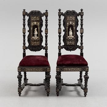 OSCAR II:S STOLAR, ett par, renässansstil, 1800-talets andra hälft.