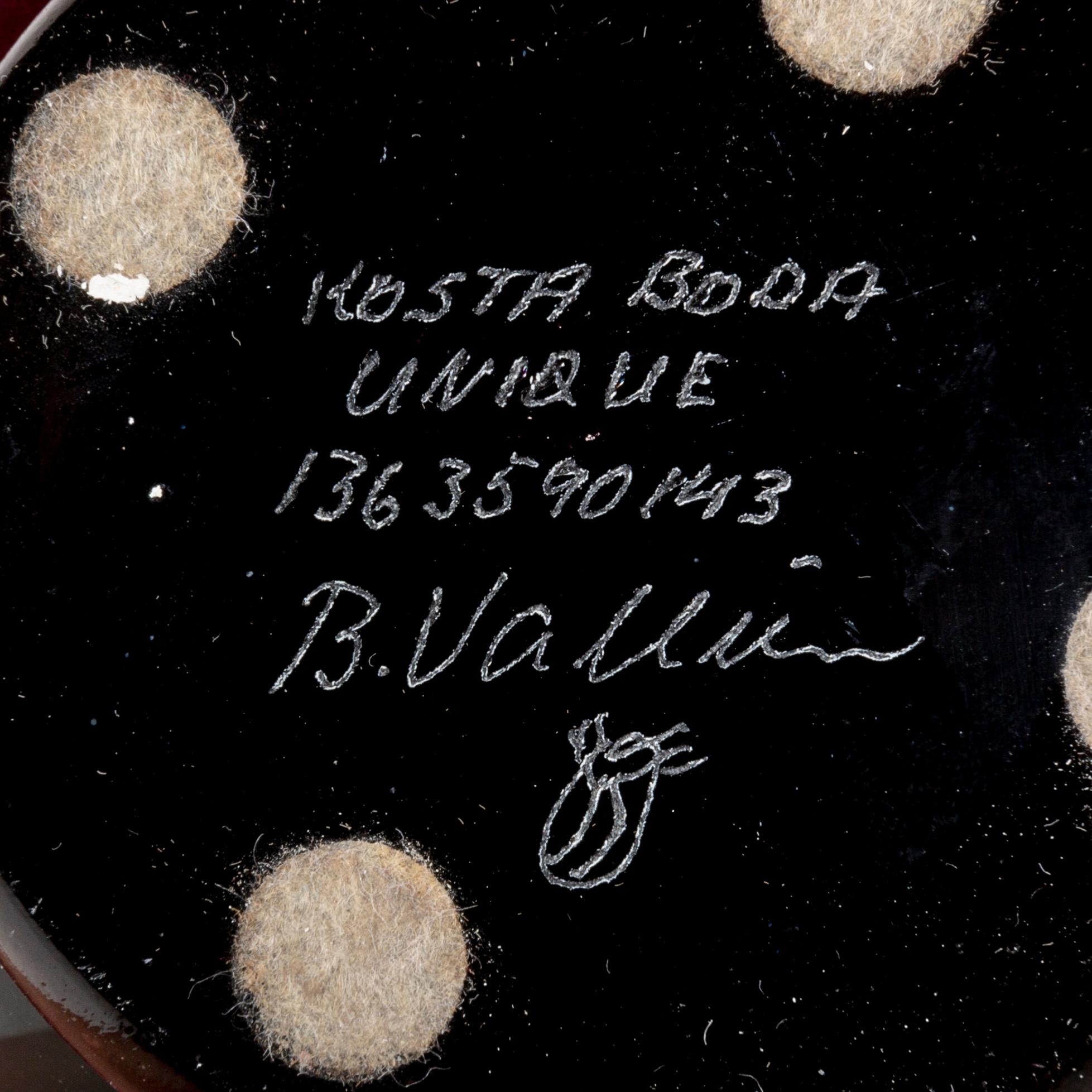 A signed Bertil Vallien Kosta Boda glass bowl.