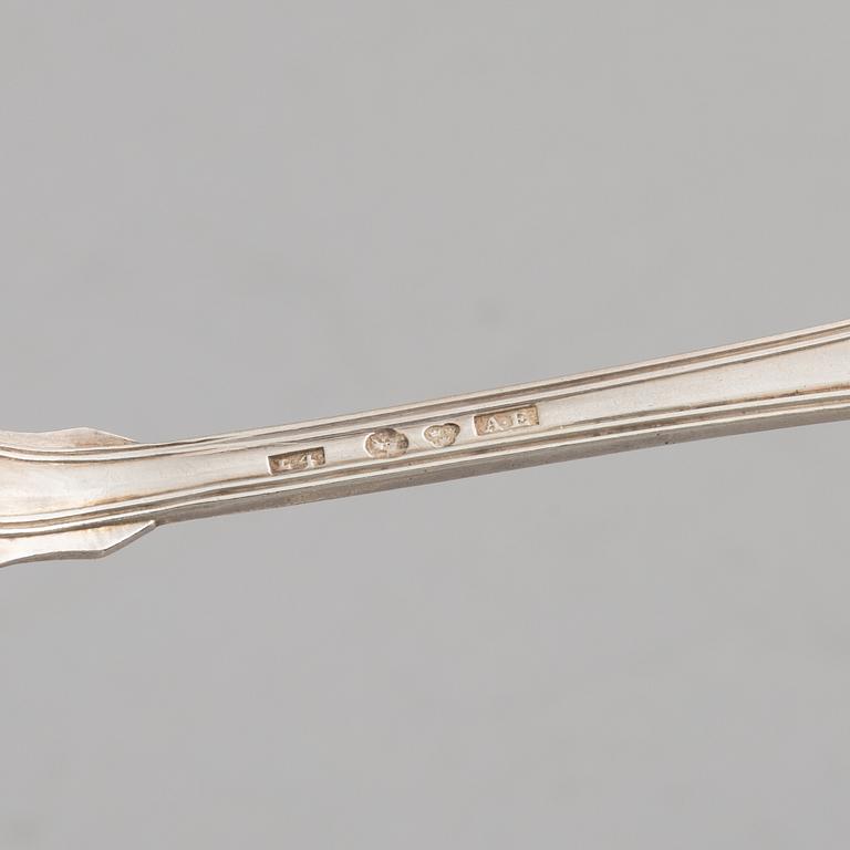 Bestick, silver, 25 delar, fransk rund, olika tillverkare.