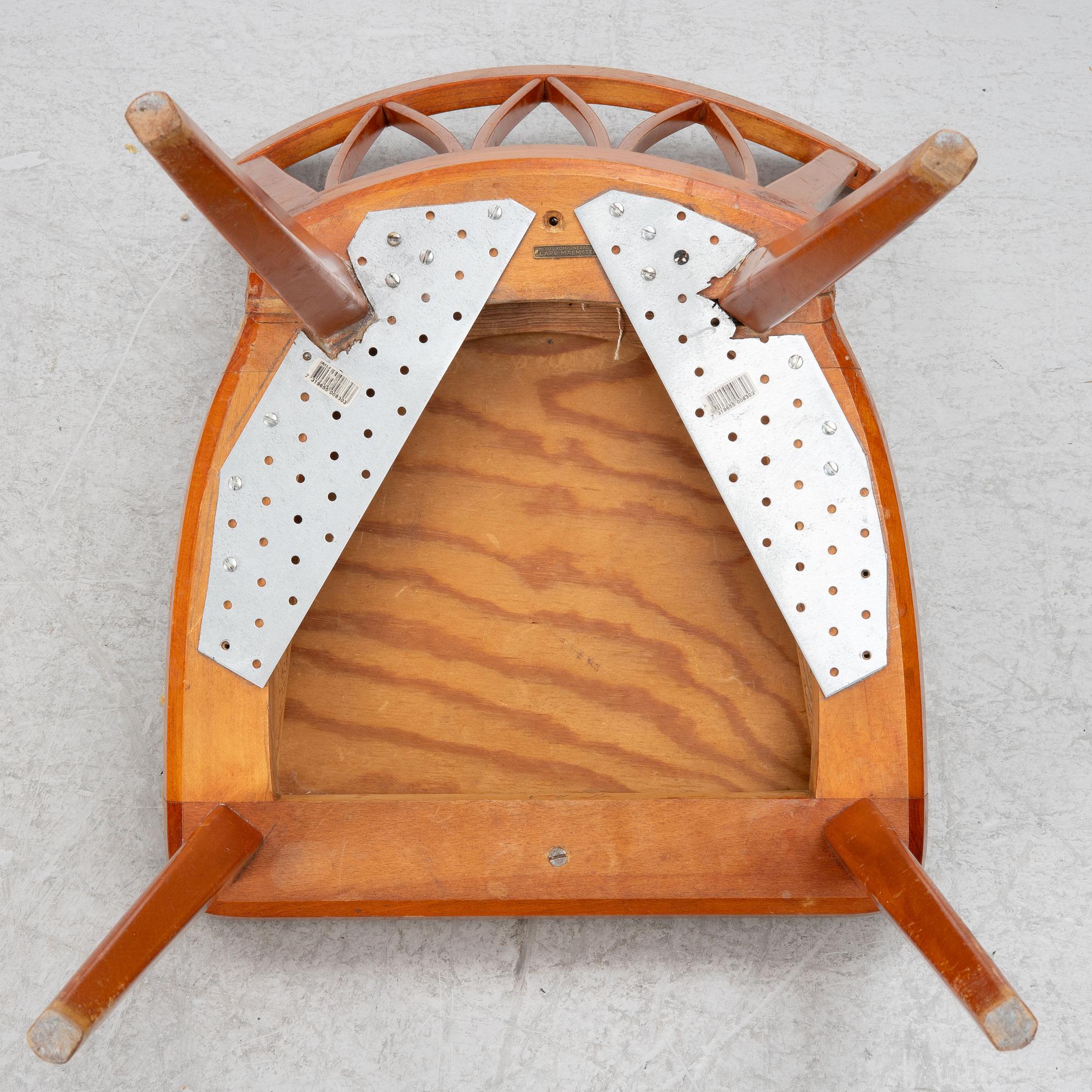 Carl Malmsten, stolar, 4 st, "Pyramid", Åfors Möbelfabrik, 1900-talets mitt.