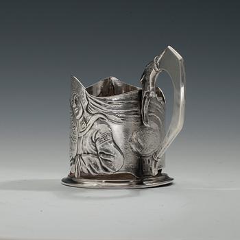 TEA GLASS HOLDER,  84 silver. Marked M.T. Russia 1896 - 1908. Height 11 cm. Weight 158 g.