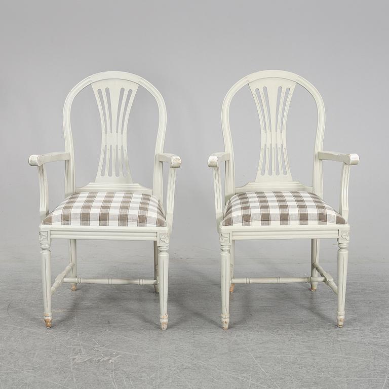 Six second half of the 20th Century Gustavian style armchairs.