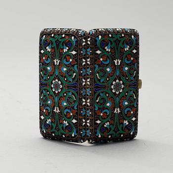 A CIGARETTCASE, silver and enamel, St:Petersburg ca 1900, makers mark N.L.