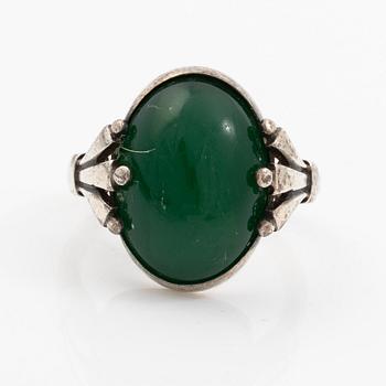 Georg Jensen, ring sterling silver with cabochon-cut green quartz.