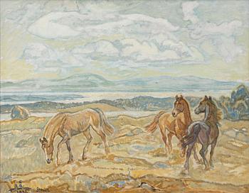 Acke Åslund, Hästar vid Landösjön, Jämtland.