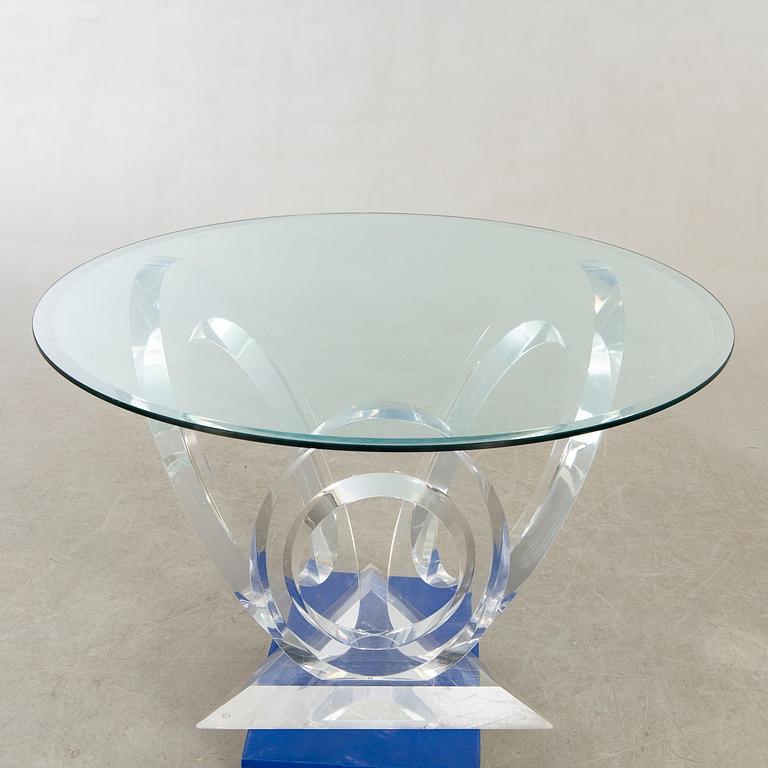 A Mikhail Loznikov signed glass and plexi dining table later part of the 20th century.