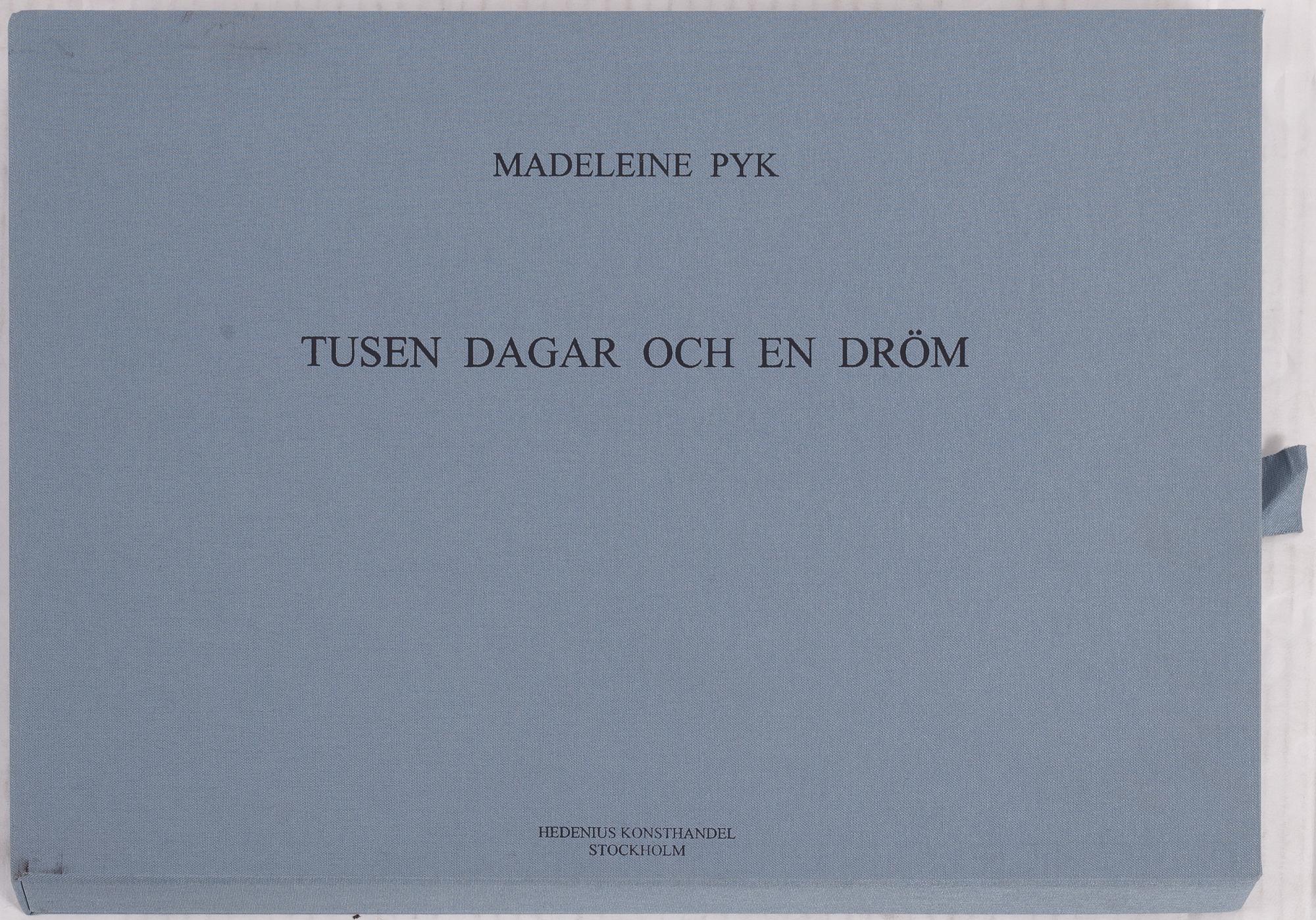 Madeleine Pyk, "Tusen dagar och en dröm", mapp med fyra färglitografier samt bok.
