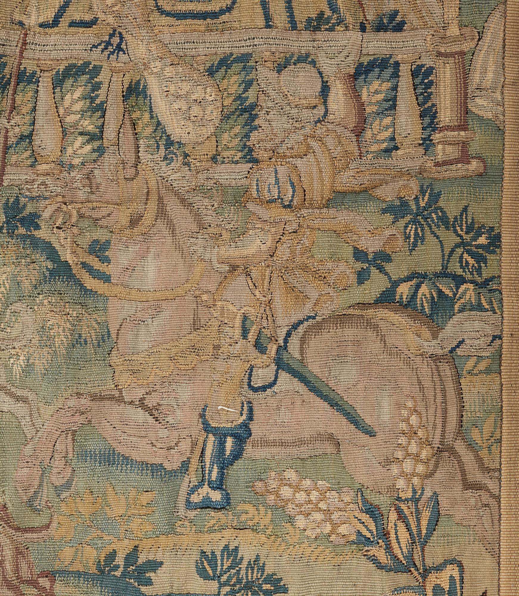 VÄVD TAPET, gobelängteknik, ca 191,5 x 220,5 cm, Flandern 1500-tal. Järnstång medföljer.