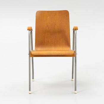 Six teak veneered armchairs, mid 20th century.