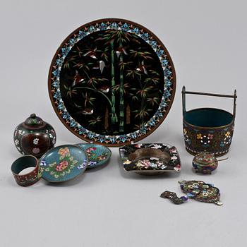 PARTI CLOISONNÉ, 10 st, orientaliska, 1900-tal.