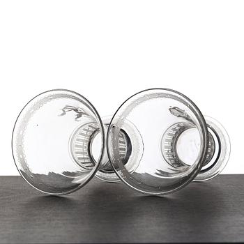 Simon Gate, two Swedish Grace engraved glass beakers, Orrefors, Sweden 1924.