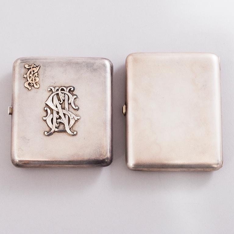 Two silver cigarette cases, Saint Petersburg, late 19th Century and Wiborg 1927.