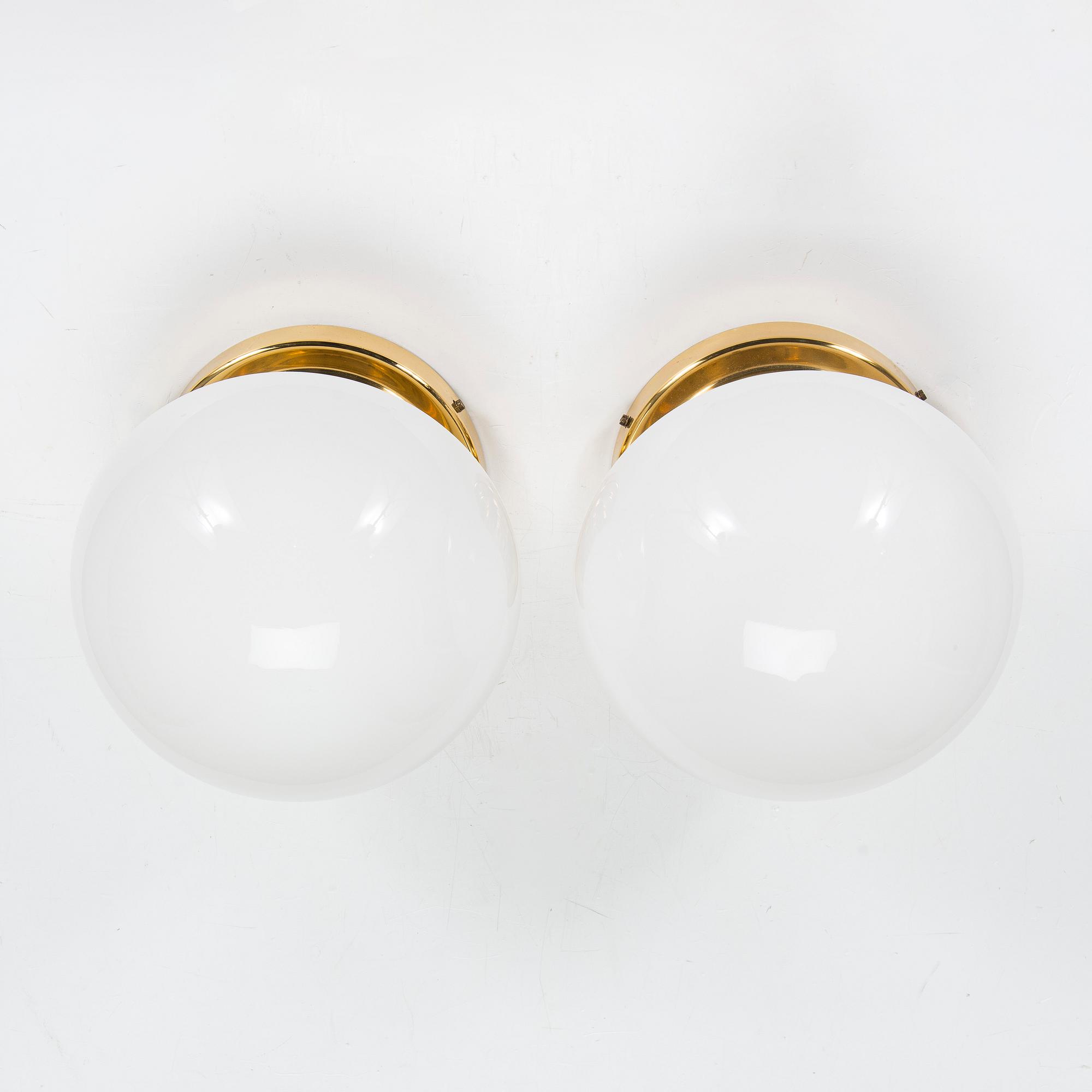 Klaus Michalik, vägg- / taklampor, ett par, "Bau" modell 971-504/H, Stockmann Orno 1960-tal.