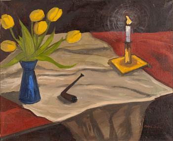 Bent Bille, Still life with tulip and pipe.