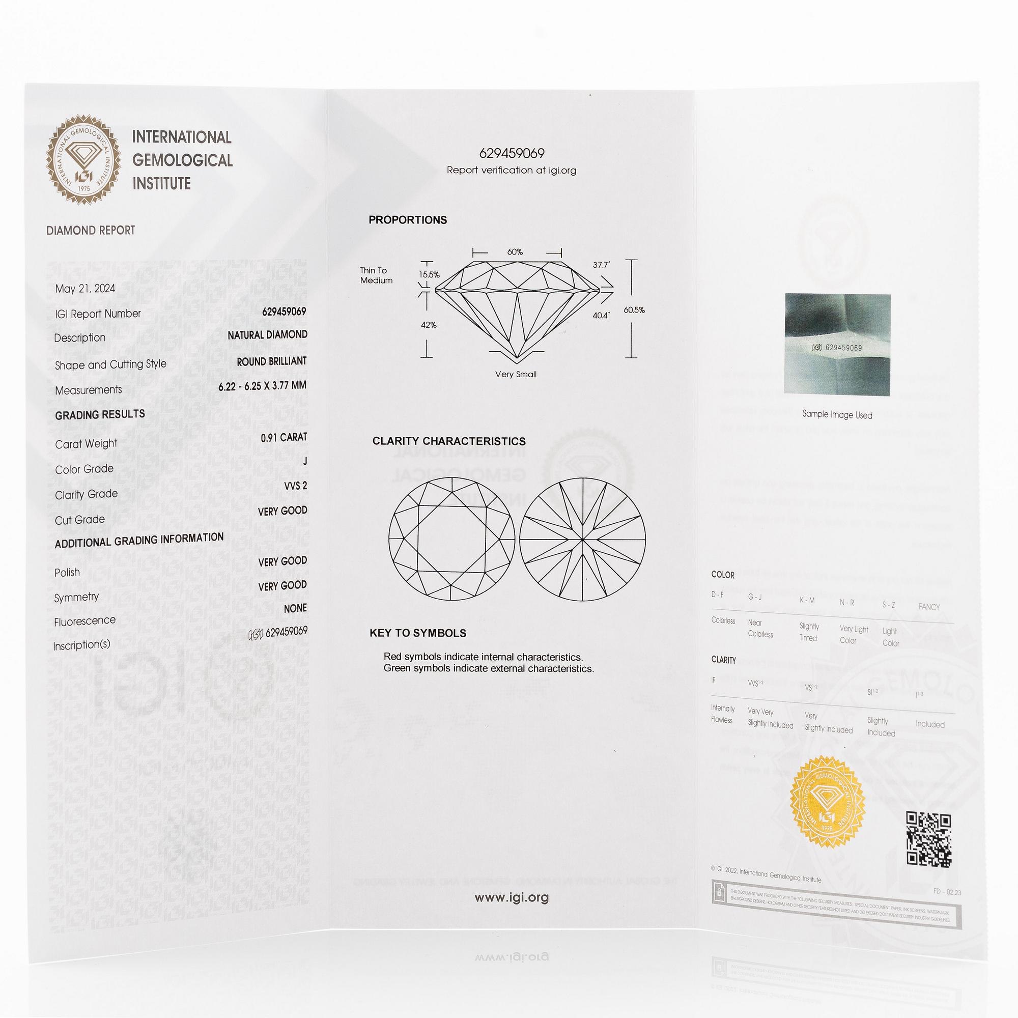 Ring 14K white gold set with brilliant-cut diamonds, accompanied by IGI report.