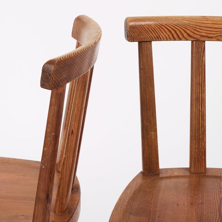 Axel Einar Hjorth, a set of four pine 'Utö' chairs, Nordiska Kompaniet, Sweden 1930s.