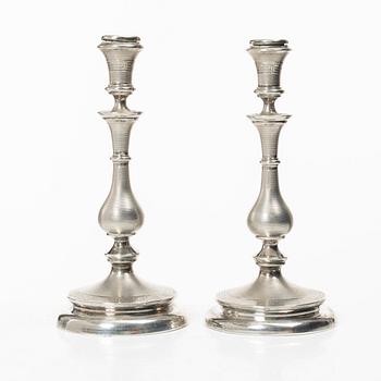 A pair of Swedish silver candelsticks, mark of Lars Larsson & Co,  Stockholm 1872.