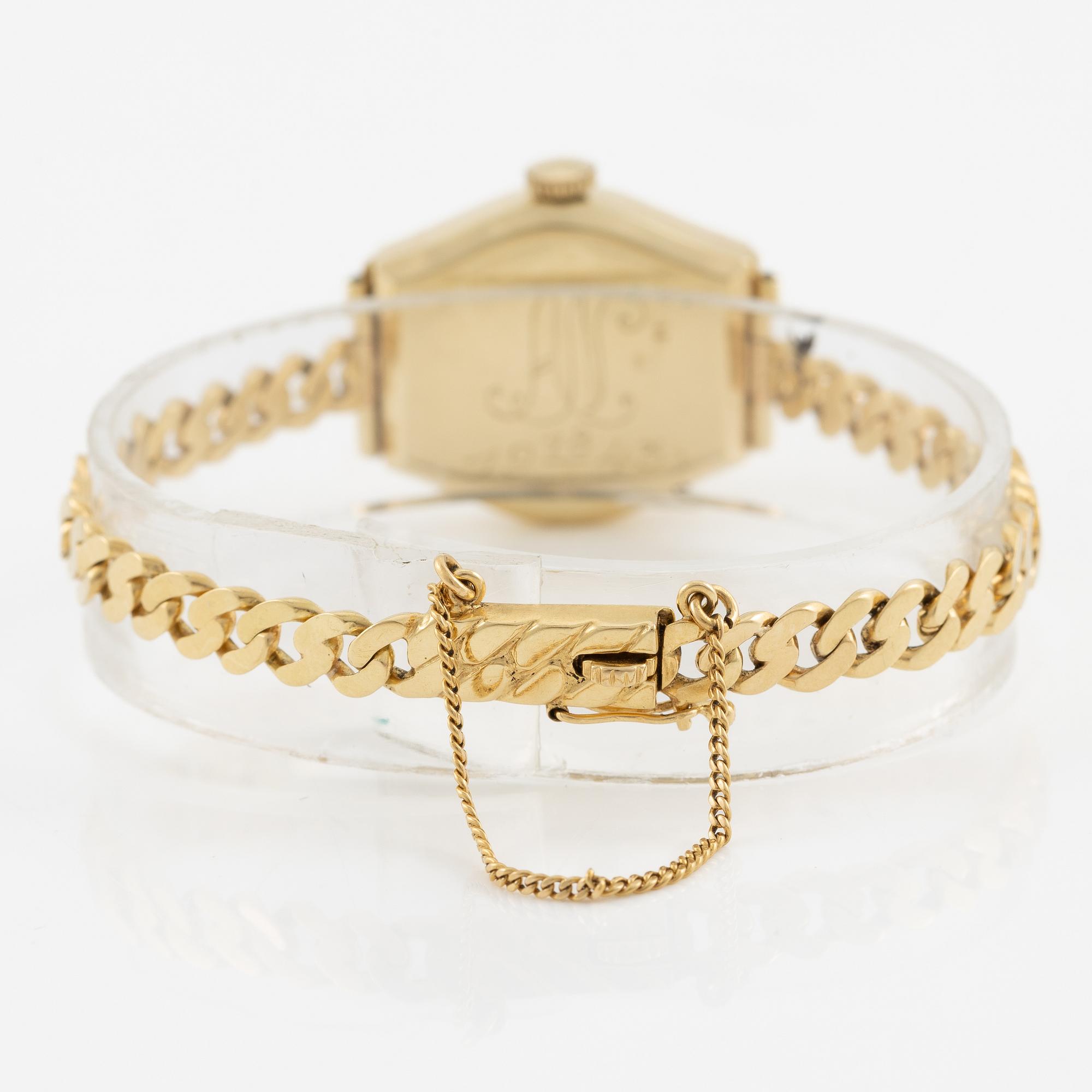 Omega, wristwatch, 14K gold, bracelet in 18K gold, 21 mm.