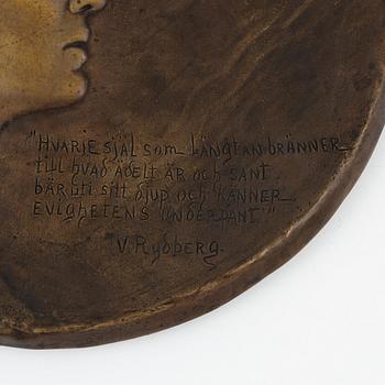 Gerda Sprinchorn, plakett, brons, 1897, signerad.