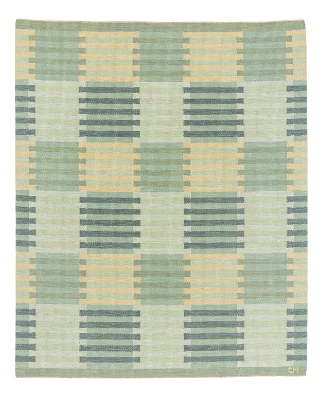 Carl Malmsten, a carpet, 'Capella, grön', flat weave, 205 x 169 cm, Signed CM.