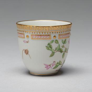 A set of four Royal Copenhagen 'Flora Danica' coffee cups with saucers, Denmark, 20th Century.