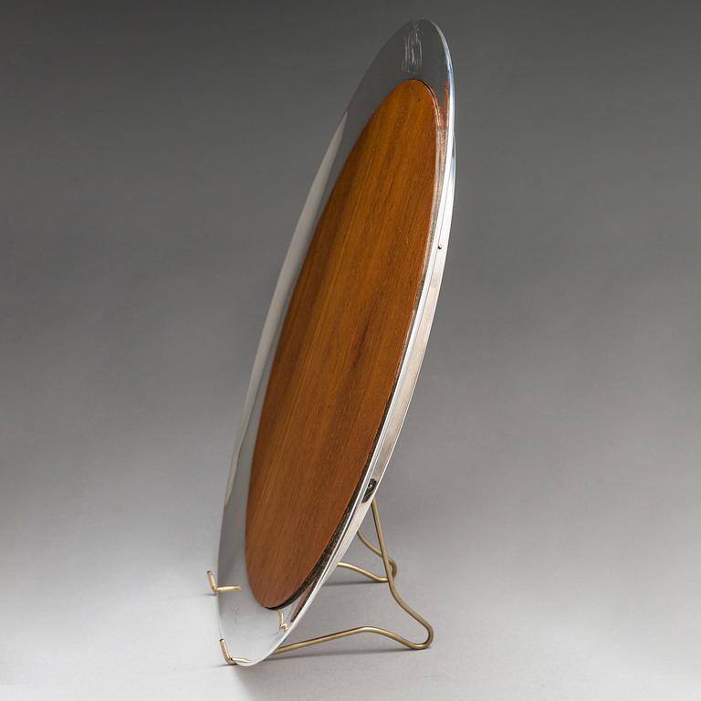 Tapio Wirkkala, A tray in silver and teak, marked TW, Kultakeskus, Hämeenlinna 1959.