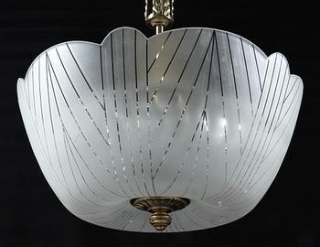 TAKLAMPA, Orrefors, omkring 1900-talets mitt, h 55.