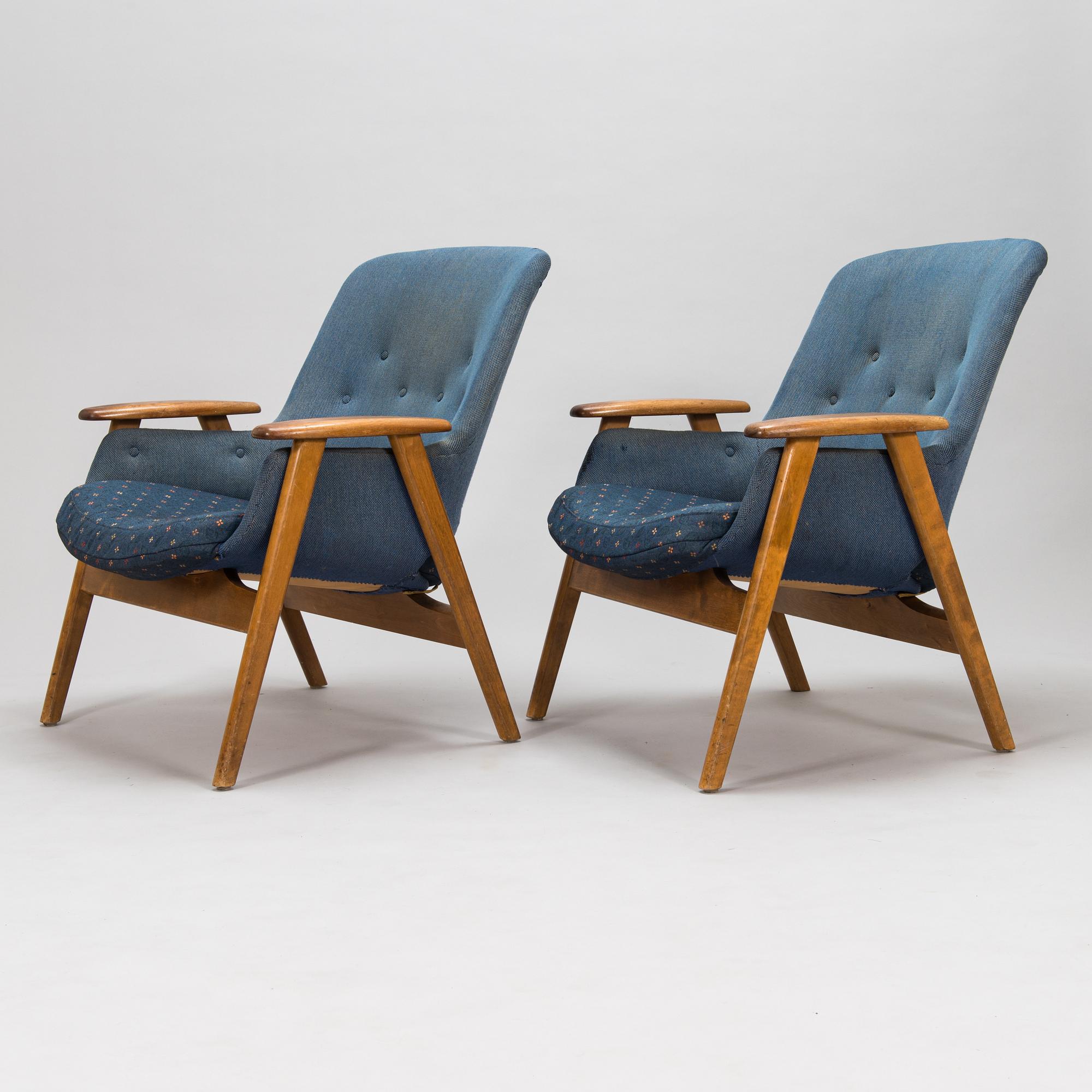 Olof Ottelin, a pair of 1950's "Mister" armchairs for Oy Stockmann Ab, Keravan puusepäntehdas.