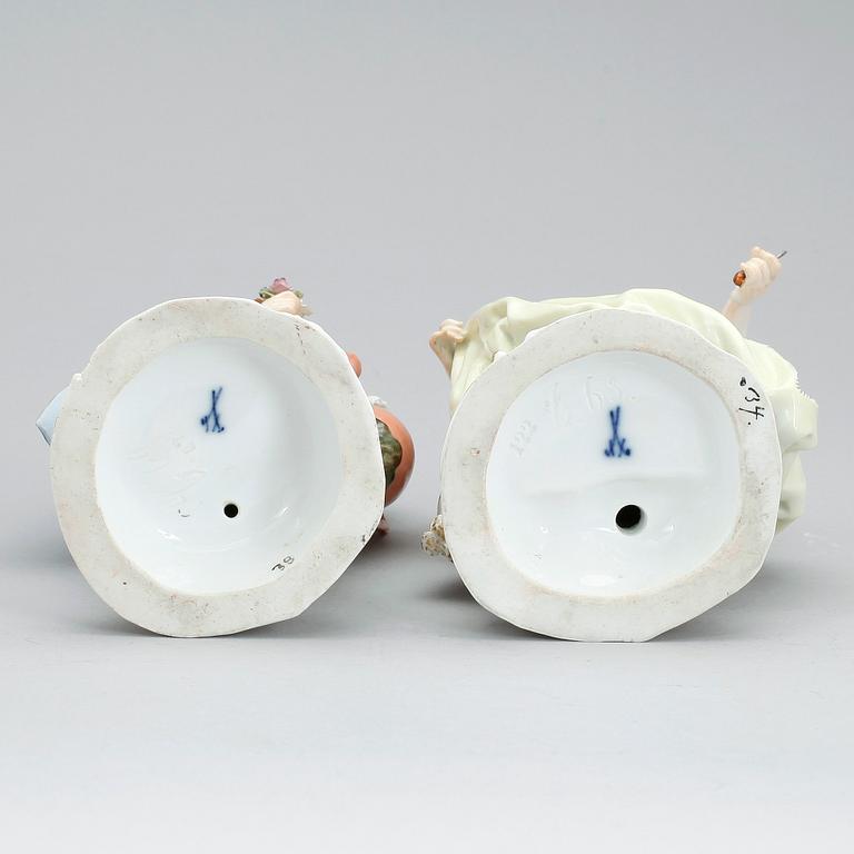 FIGURER, ett par, porslin, Meissen, 1800-tal.