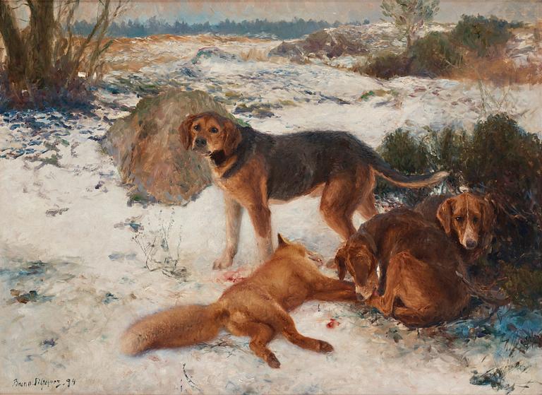 Bruno Liljefors, Beagles at the fox hunt.