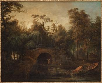 Elias Martin, Landscape with figure and cattle by a river.