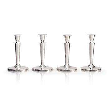 Eric Råström, four silver candlesticks, firm CG Råström, Stockholm 1964-65.