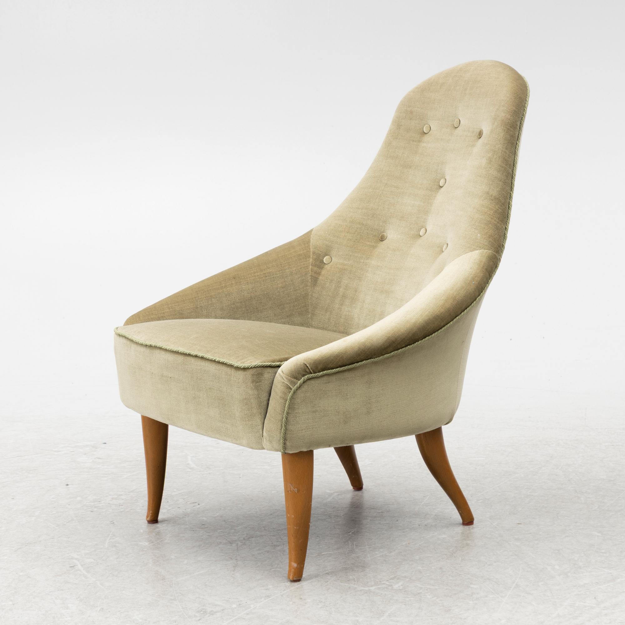 Kerstin Hörlin-Holmquist, Fåtölj, "Lilla Eva", ur serien "Paradiset", Nordiska Kompaniet, Nyköping, 1950/60-tal.