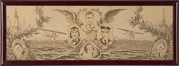 LINDBERGH SPIRIT OF ST. LOUIS LARGE TAPESTRY, France, 1930/40s.