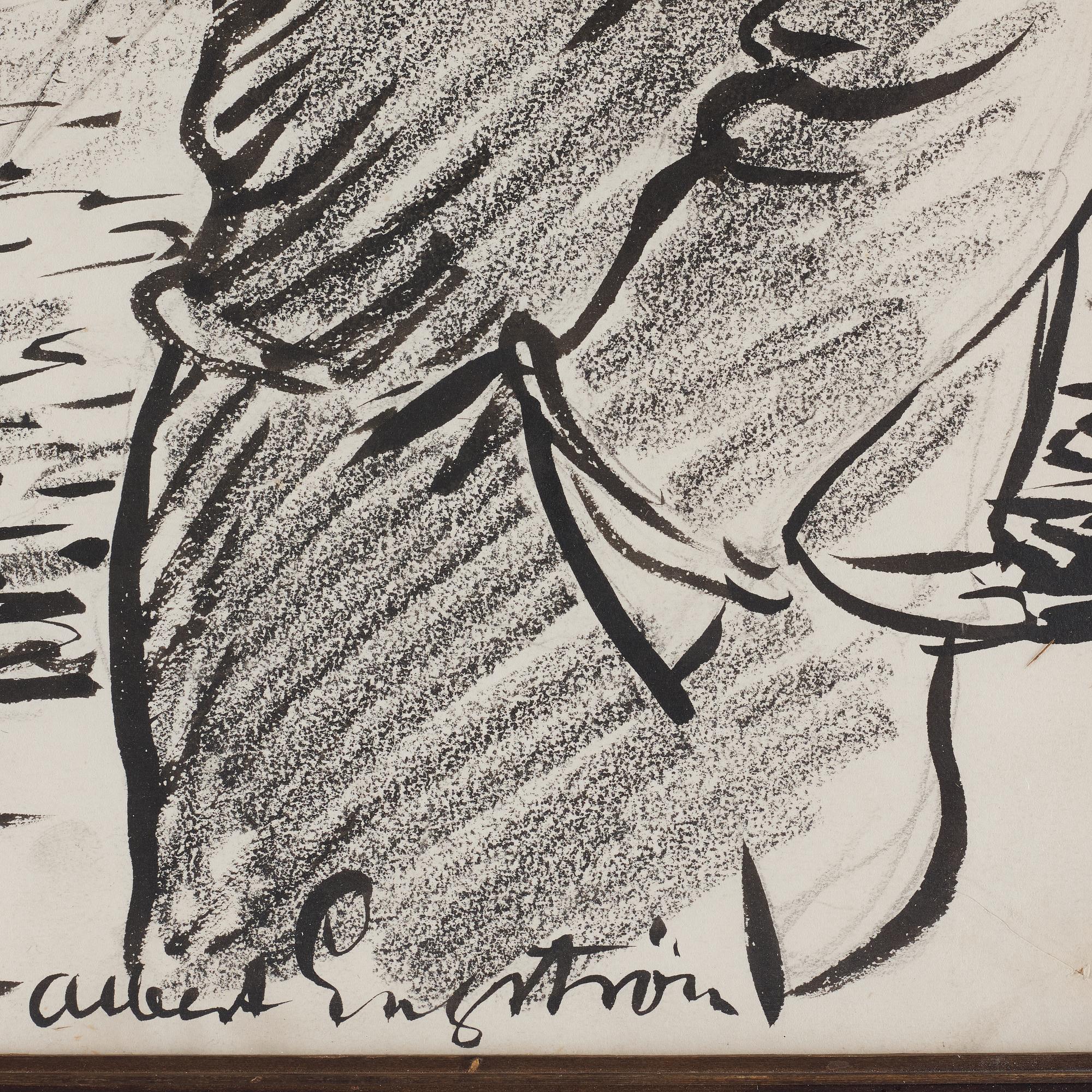 ALBERT ENGSTRÖM, indian ink/mixed media, signed Albert Engström. "Två skärgårdsgubbar".