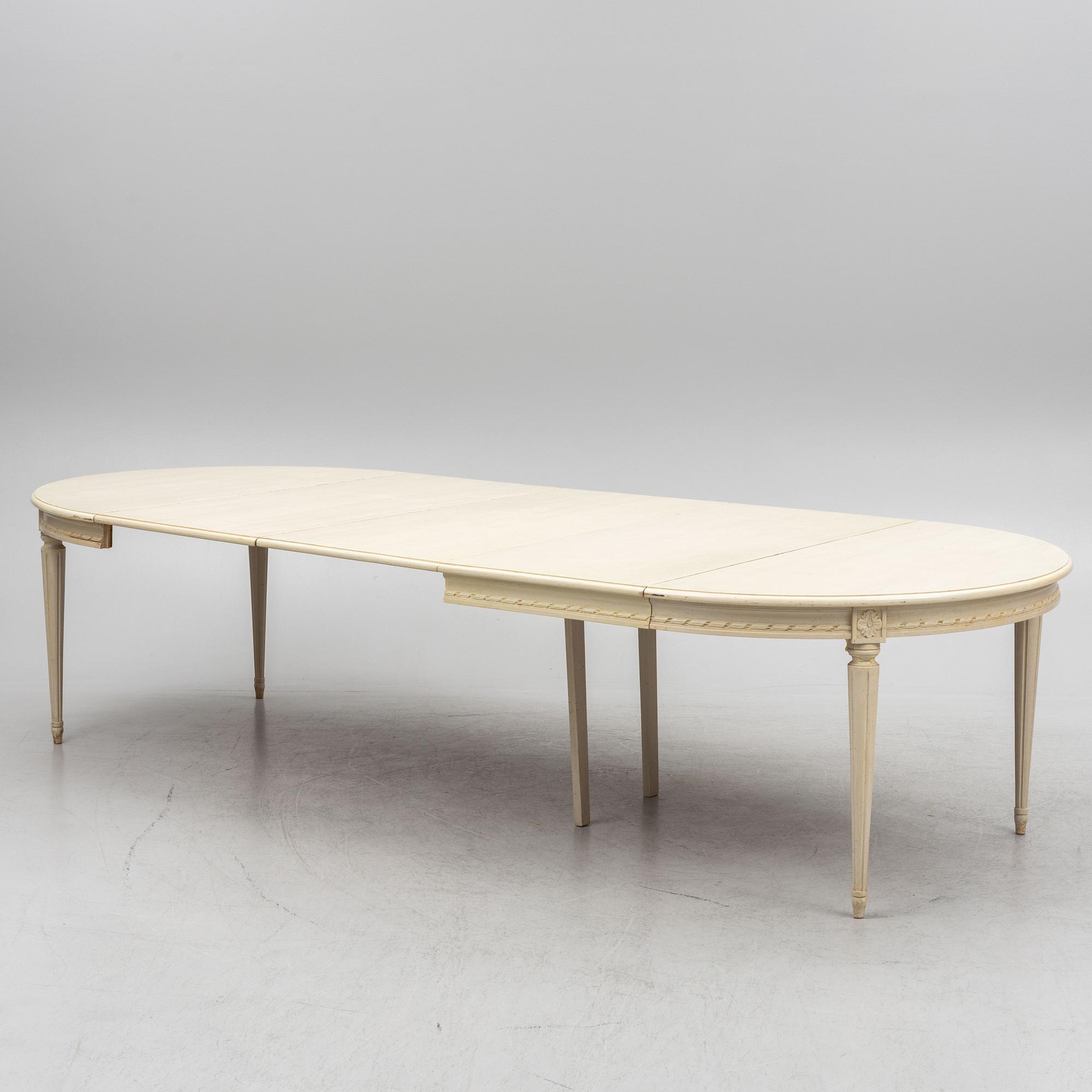 Dining group, Gustavian style, 11 pieces, second half of the 20th Century.