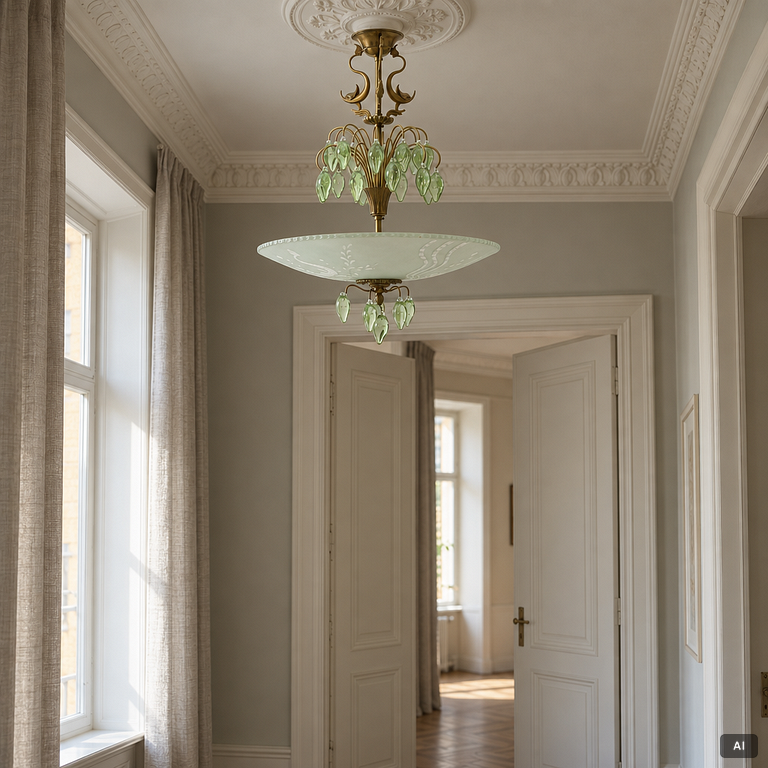 Taklampa, Swedish Modern, Orrefors, 1930/40-tal.