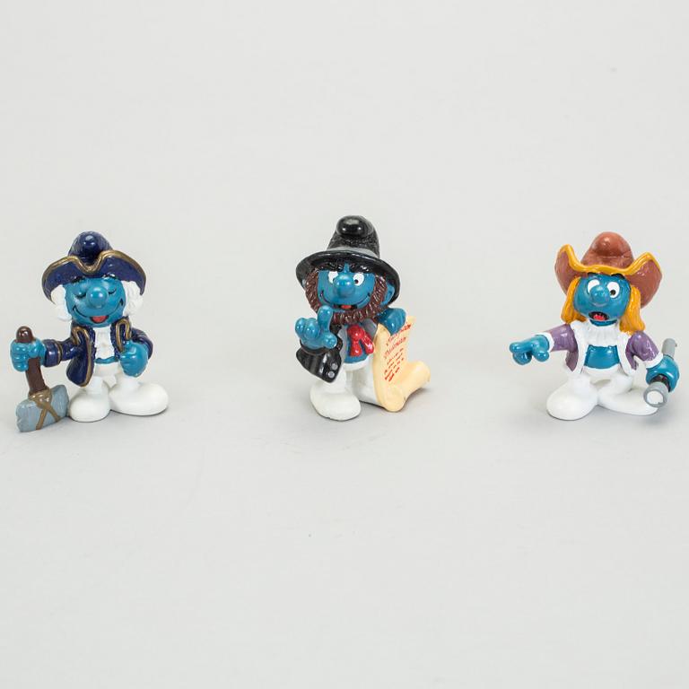 SMURFAR, 6 stycken, historiesmurfarna, Schleich, 1984.
