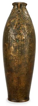 712. A G Backlund & Hugo Elmqvist art nouveau bronze vase, Stockholm.