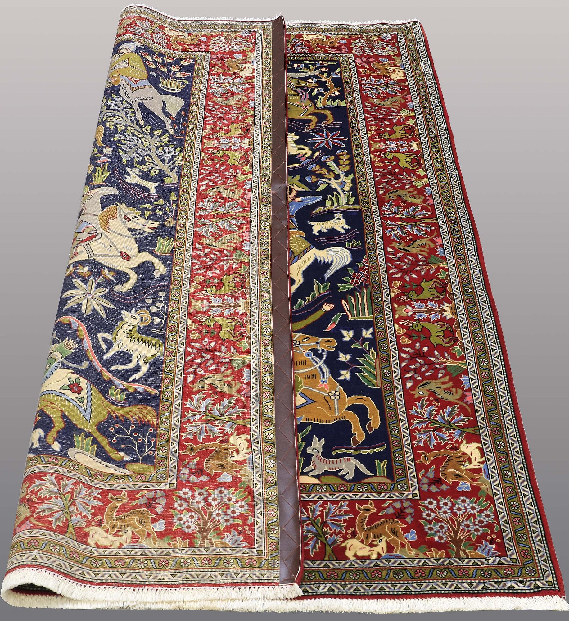 A rug, figural Qum, ca 195 x 140 cm.