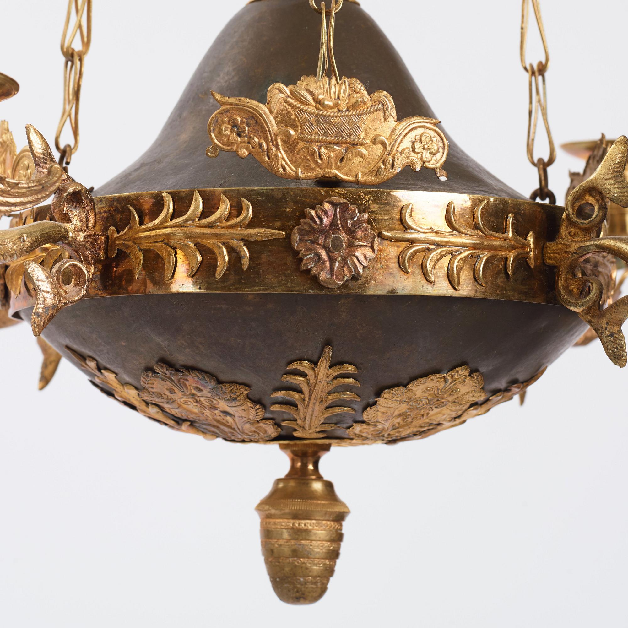 Ampel, för fyra ljus, Sverige, 1800-talets första hälft, Empire.